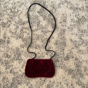 Elegant Burgundy Velvet Small Coin Purse